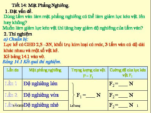 Bài 14. Mặt phẳng nghiêng