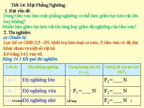 Bài 14. Mặt phẳng nghiêng