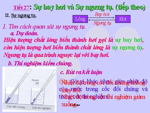 Bài 27. Sự bay hơi và sự ngưng tụ (tiếp theo)