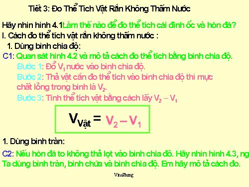 Bài 4. Đo thể tích vật rắn không thấm nước