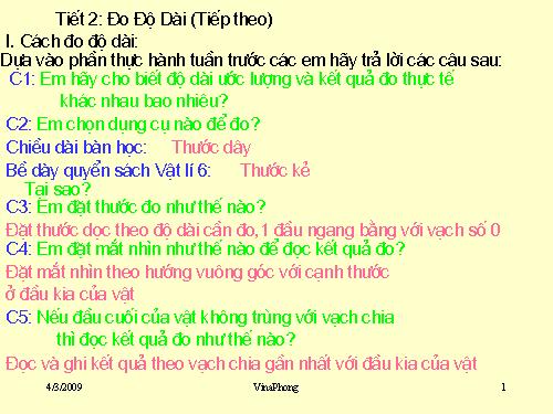 Bài 2. Đo độ dài (tiếp theo)