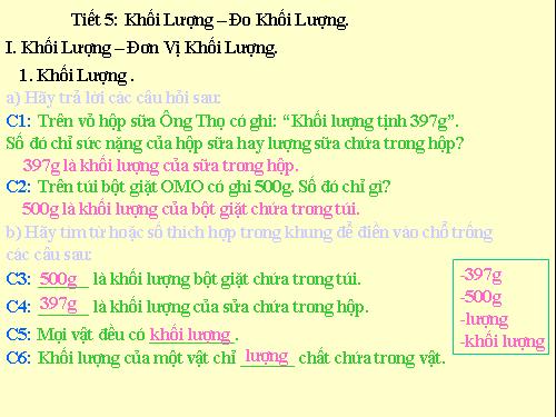 Bài 5. Khối lượng - Đo khối lượng