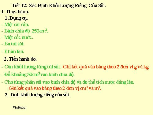 Bài 12. Thực hành: Xác định khối lượng riêng của sỏi