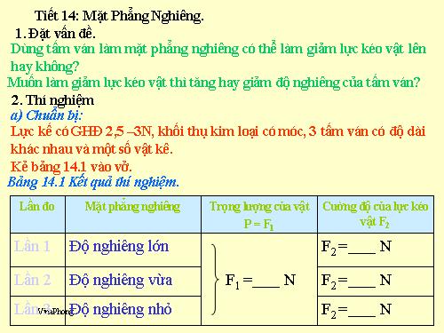 Bài 14. Mặt phẳng nghiêng