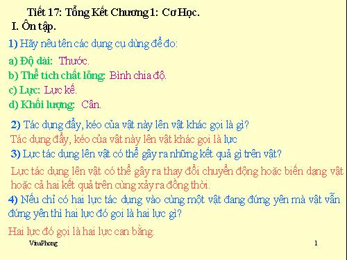 Bài 17. Tổng kết chương I: Cơ học