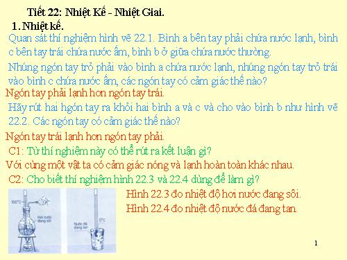 Bài 22. Nhiệt kế - Nhiệt giai