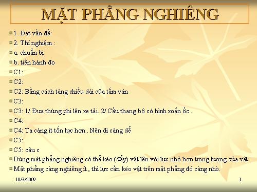 Bài 14. Mặt phẳng nghiêng