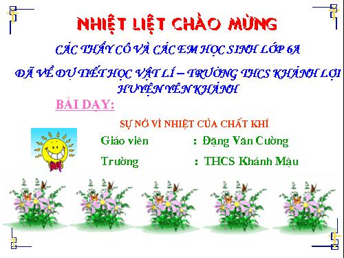 Bài 20. Sự nở vì nhiệt của chất khí