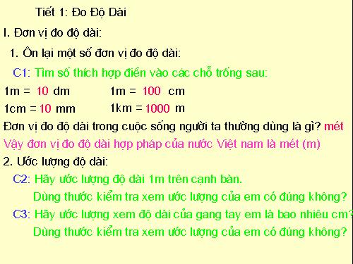 Bài 1. Đo độ dài