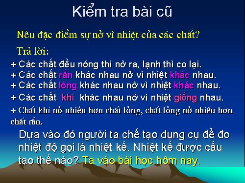 Bài 22. Nhiệt kế - Nhiệt giai