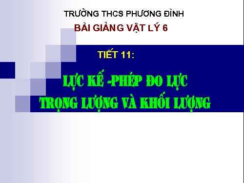 Bài 10. Lực kế - Phép đo lực - Trọng lượng và khối lượng