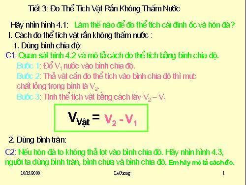 Bài 4. Đo thể tích vật rắn không thấm nước