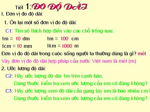 Bài 1. Đo độ dài