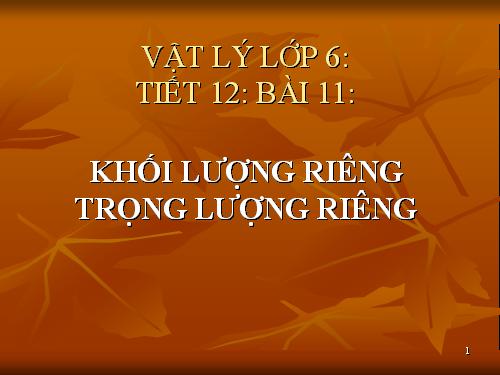 Bài 11. Khối lượng riêng - Trọng lượng riêng