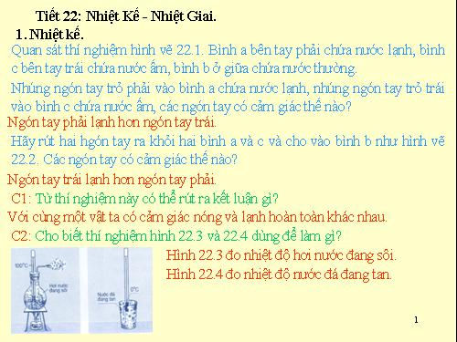 Bài 22. Nhiệt kế - Nhiệt giai