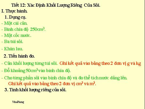 Bài 12. Thực hành: Xác định khối lượng riêng của sỏi