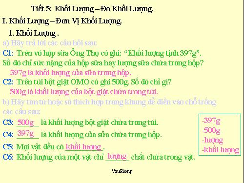 Bài 5. Khối lượng - Đo khối lượng