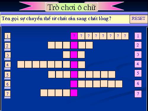 Ô chữ tổng kết chương II - Vật lý 6: Nhiệt học