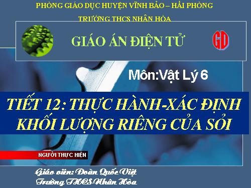 Bài 12. Thực hành: Xác định khối lượng riêng của sỏi