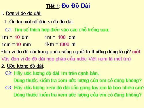 Bài 1. Đo độ dài