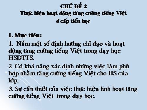 Tài liệu tăng cường giáo dục Tiếng việt 2