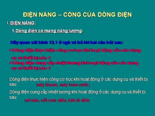 Bài 13. Điện năng - Công của dòng điện