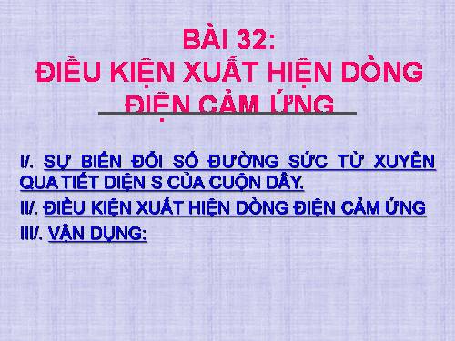 Bài 32. Điều kiện xuất hiện dòng điện cảm ứng