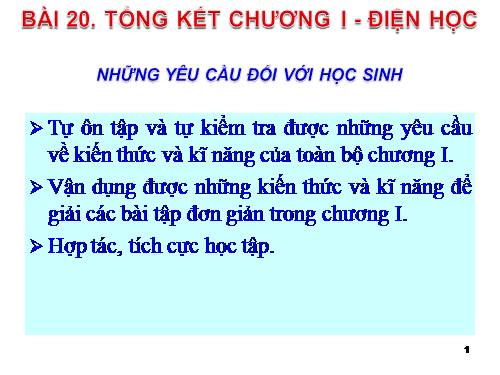 Bài 20. Tổng kết chương I: Điện học