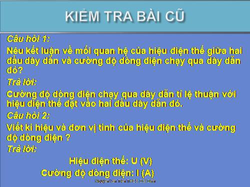 Bài 2. Điện trở của dây dẫn - Định luật Ôm