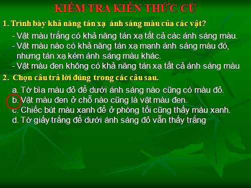 Bàl 56. Các tác dụng của ánh sáng