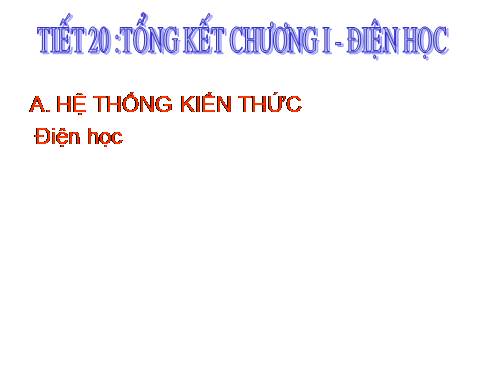 Bài 20. Tổng kết chương I: Điện học