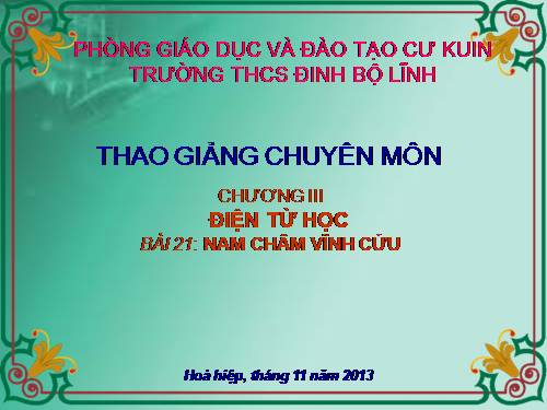 Bài 21. Nam châm vĩnh cửu