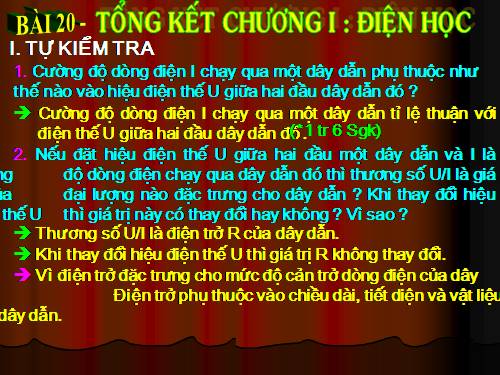 Bài 20. Tổng kết chương I: Điện học