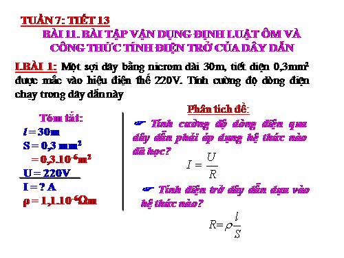 Bài 11. Bài tập vận dụng định luật Ôm và công thức tính điện trở của dây dẫn