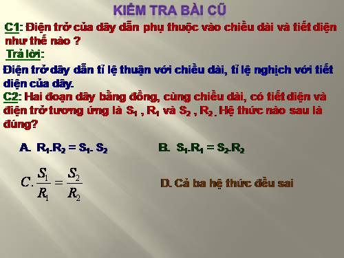 Bài 9. Sụ phụ thuộc của điện trở vào vật liệu làm dây dẫn