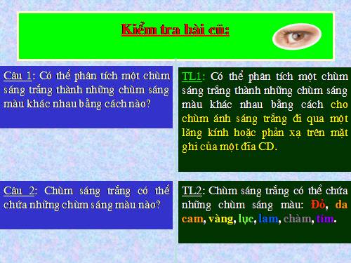 Bài 55. Màu sắc các vật dưới ánh sáng trắng và dưới ánh sáng màu