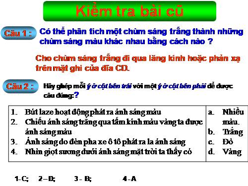 Bài 55. Màu sắc các vật dưới ánh sáng trắng và dưới ánh sáng màu