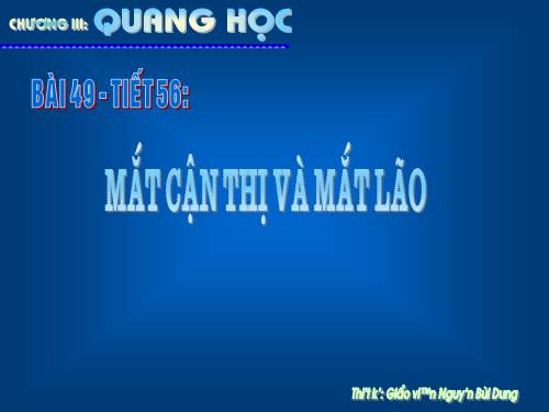 Bài 49. Mắt cận và mắt lão