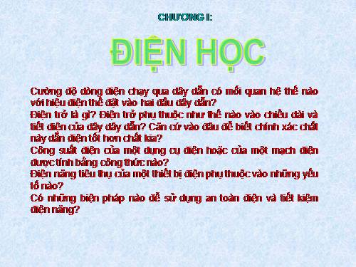 Bài 1. Sự phụ thuộc của cường độ dòng điện vào hiệu điện thế giữa hai đầu dây dẫn