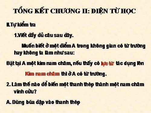 Bài 39. Tổng kết chuơng II : Điện từ học