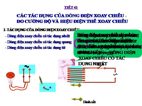 Bài 35. Các tác dụng của dòng điện xoay chiều - Đo cường độ và hiệu điện thế xoay chiều