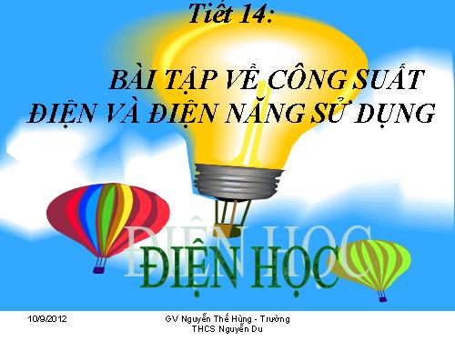 Bài 14. Bài tập về công suất điện và điện năng sử dụng