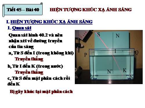 Bài 40. Hiện tượng khúc xạ ánh sáng