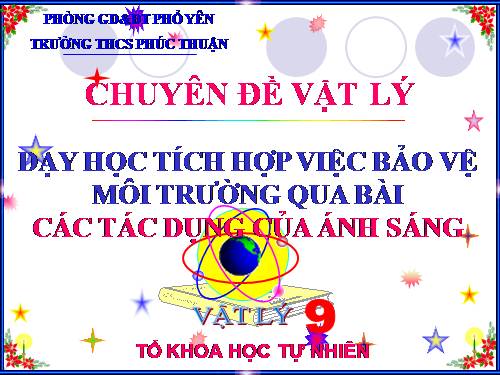 Bàl 56. Các tác dụng của ánh sáng