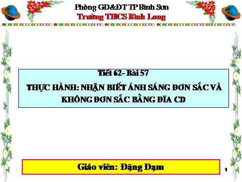 Bài 57. Thực hành: Nhận biết ánh sáng đơn sắc và ánh sáng không đơn sắc bằng đĩa CD