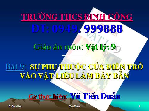 Bài 9. Sụ phụ thuộc của điện trở vào vật liệu làm dây dẫn