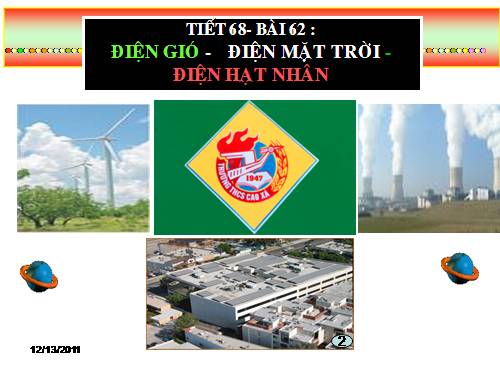 Bài 62. Điện gió - Điện mặt trời - Điện hạt nhân