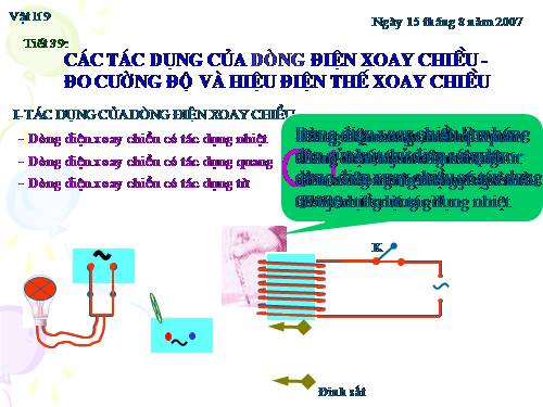 Bài 35. Các tác dụng của dòng điện xoay chiều - Đo cường độ và hiệu điện thế xoay chiều