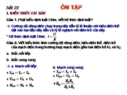 Ôn tập Lý 9 tiết 22