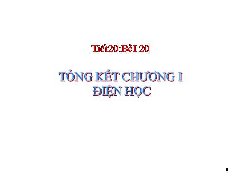 Bài 20. Tổng kết chương I: Điện học